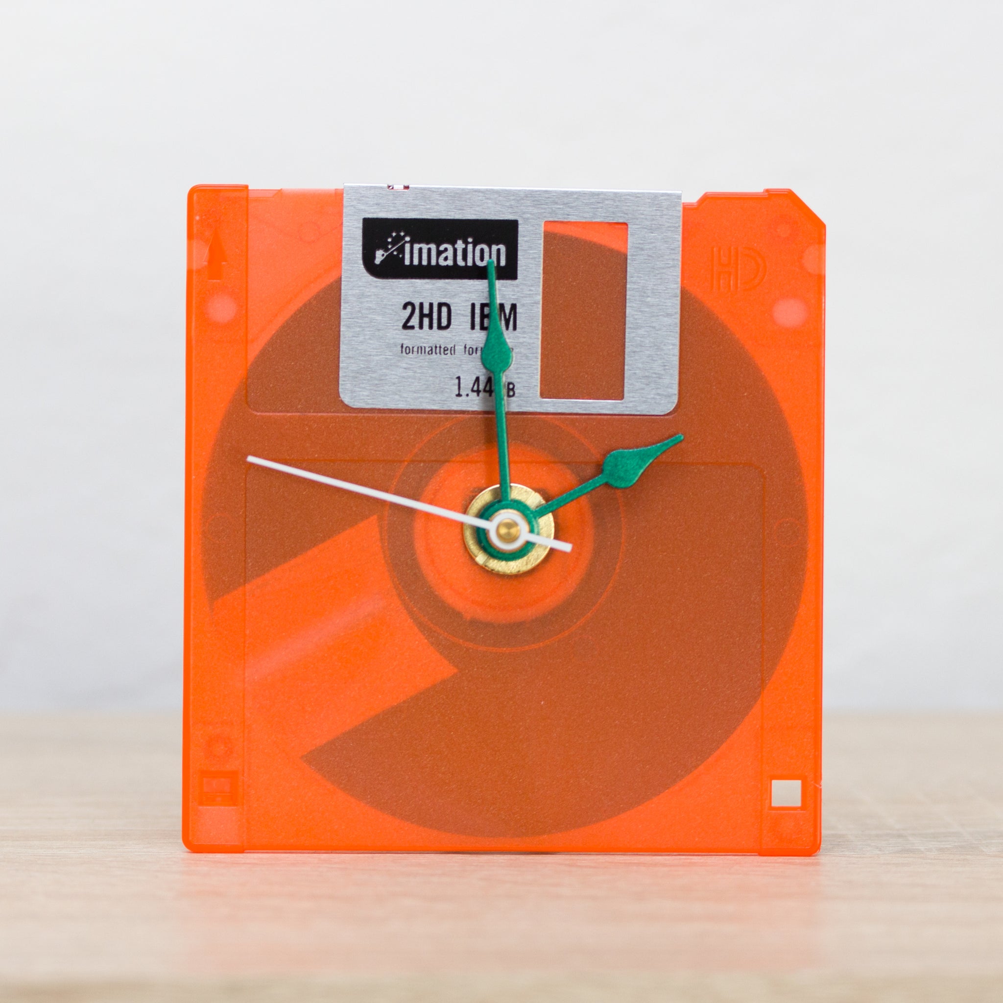 Unique Desk clock - recycled floppy disk clock (orange)