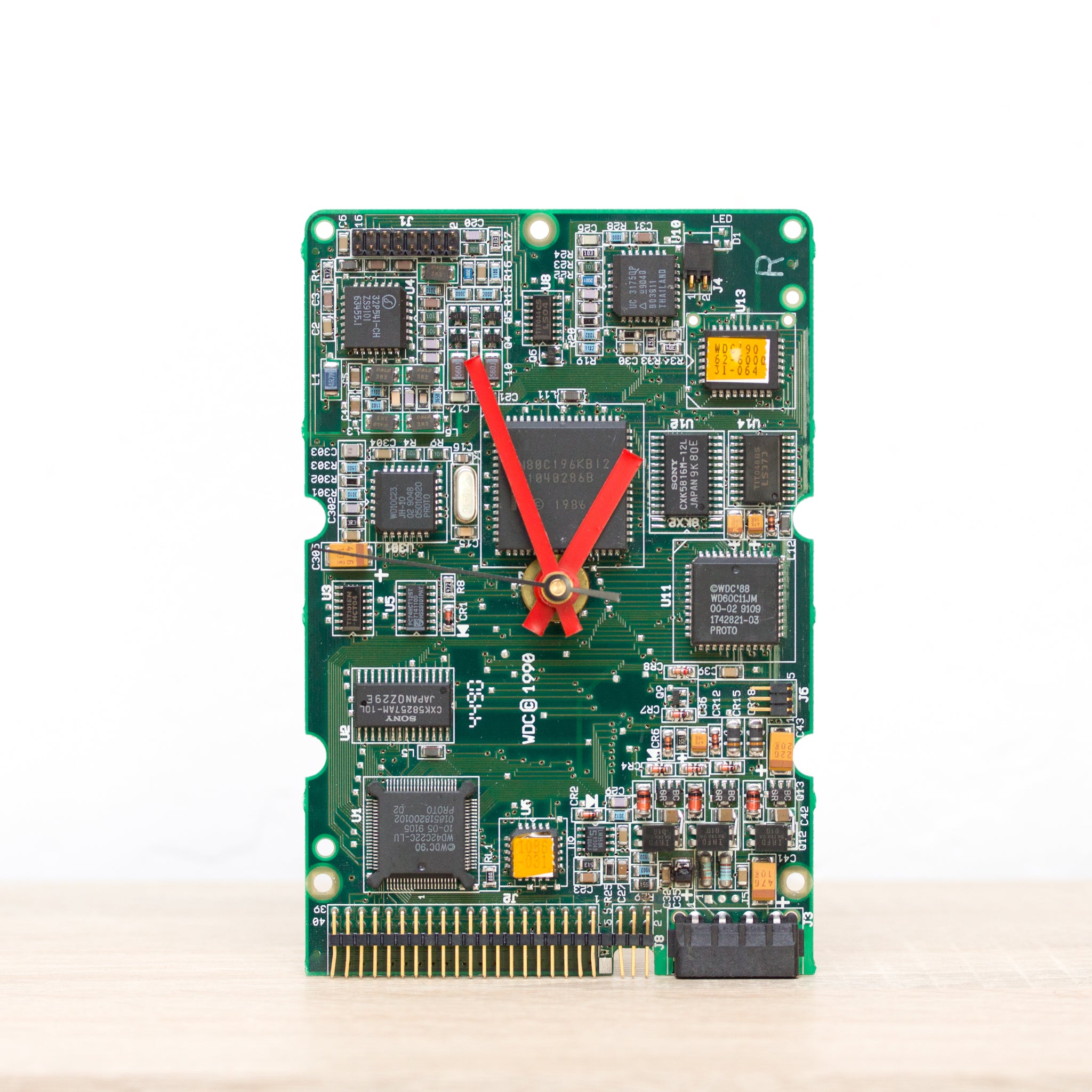 Desk clock - Recycled sound card clock, computer geek gift, green circuit board
