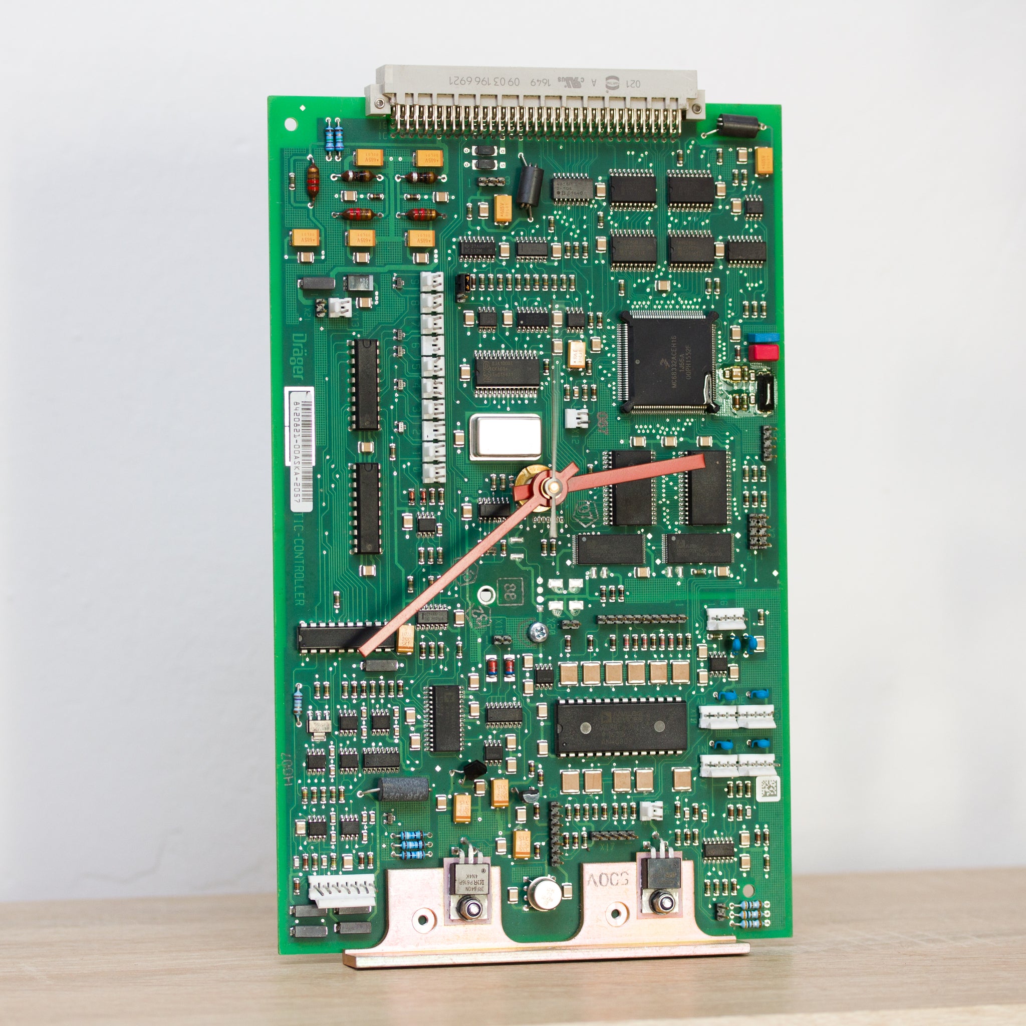 Desk clock - Recycled circuit board clock, computer geek gift, shelf clock