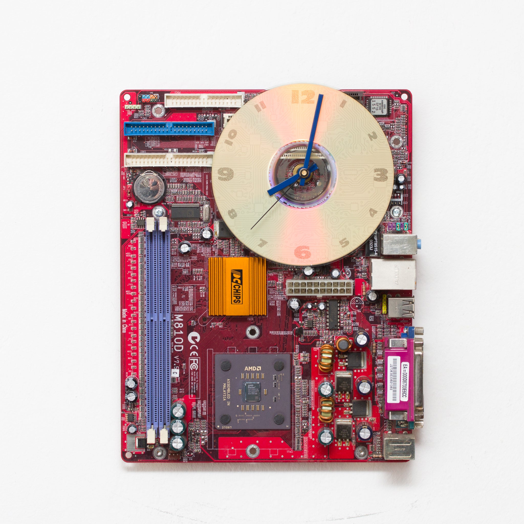 Geeky Wall Clock made of red Circuit Board