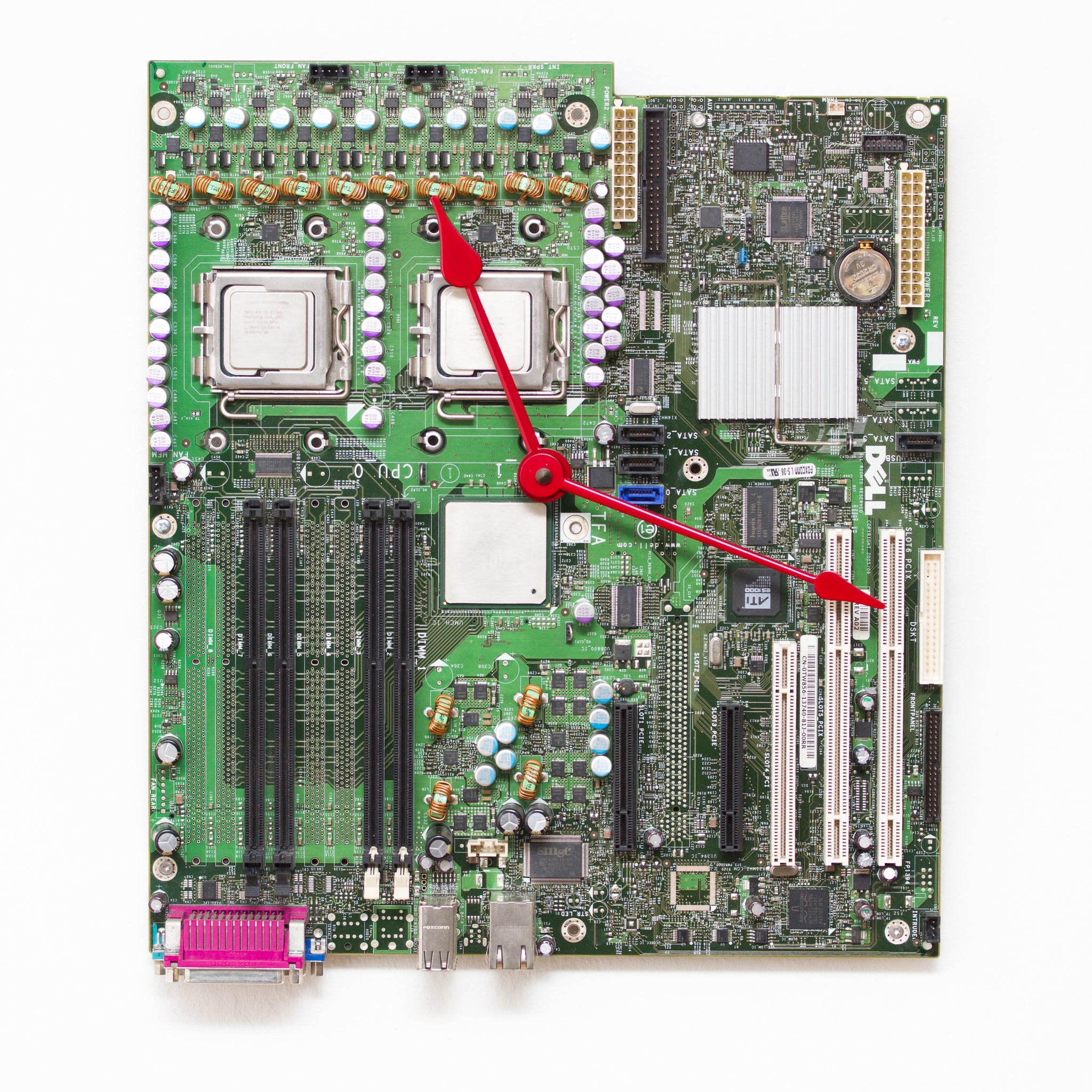 Green Wall Clock made of recycled motherboard