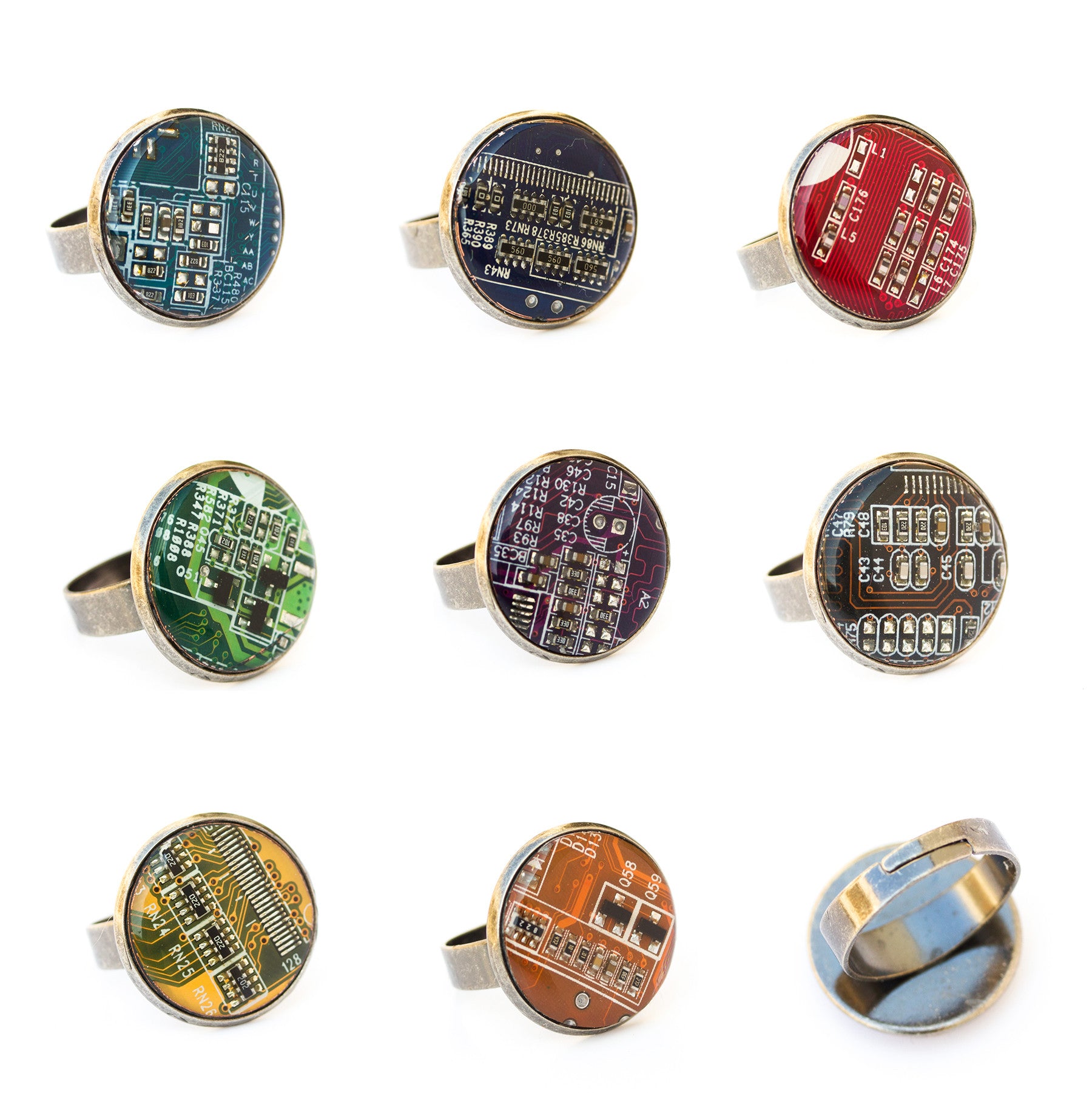 Geeky circuit board round ring - 18 mm