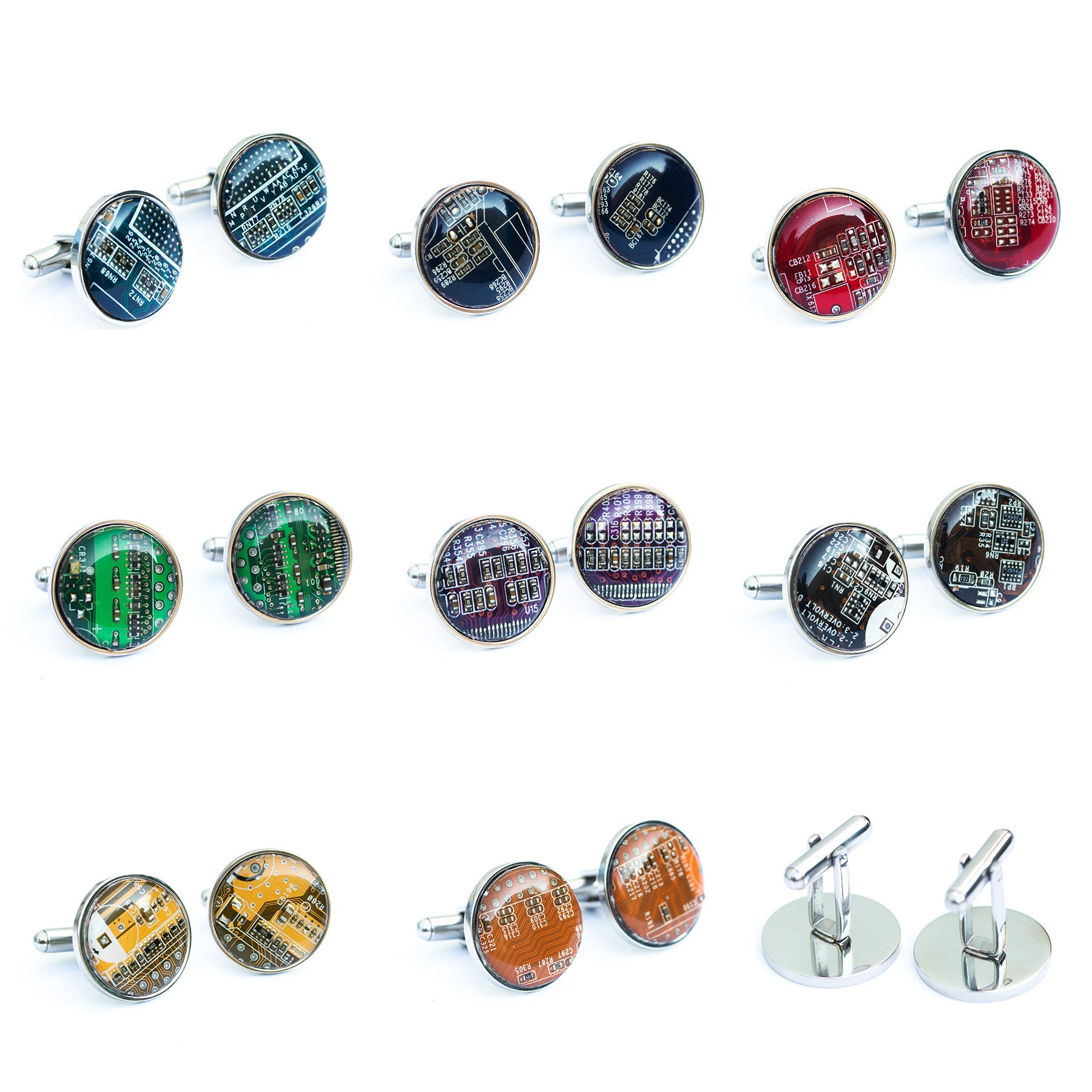 Stainless steel cufflinks with circuit board