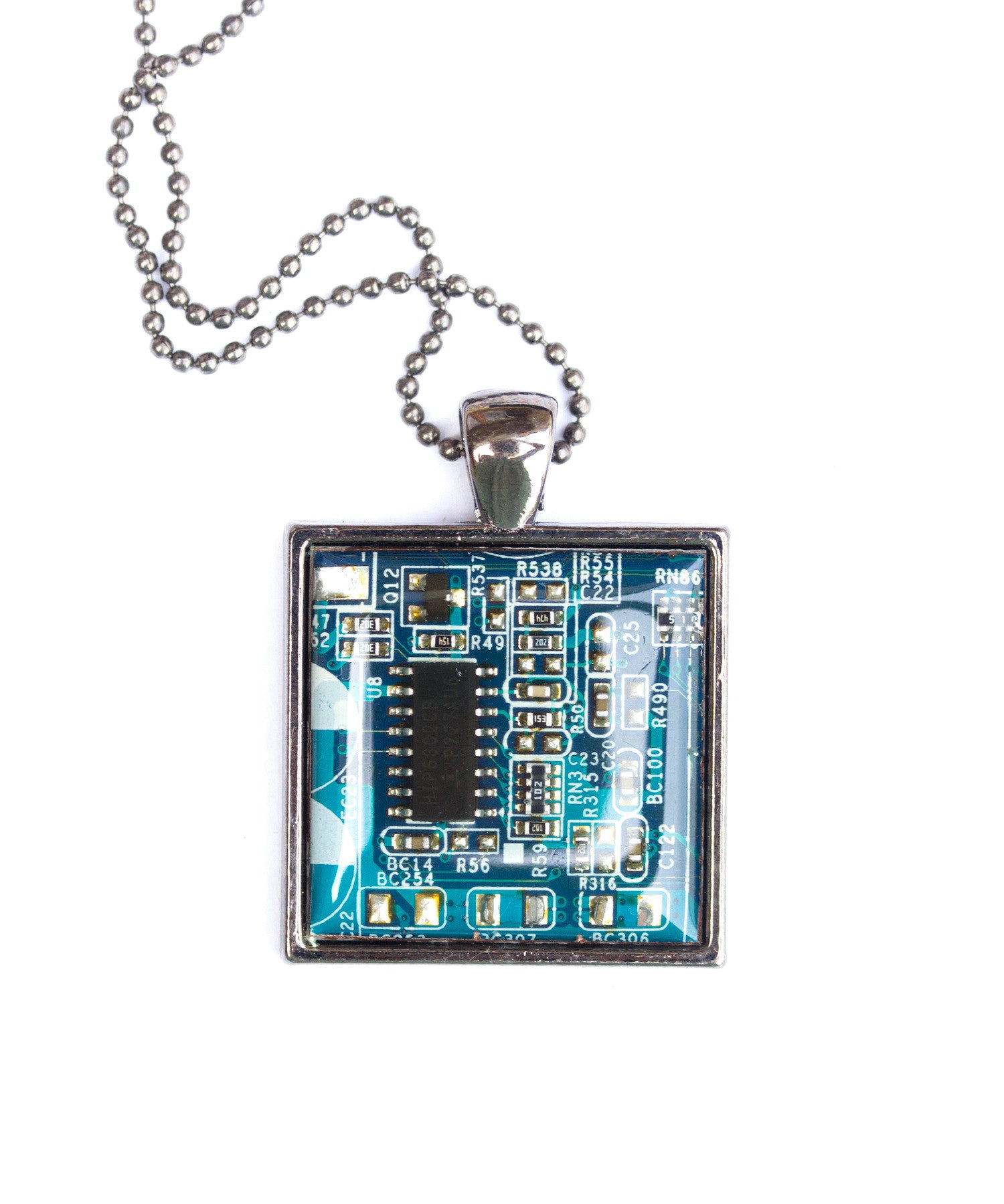 Square Circuit board Necklace