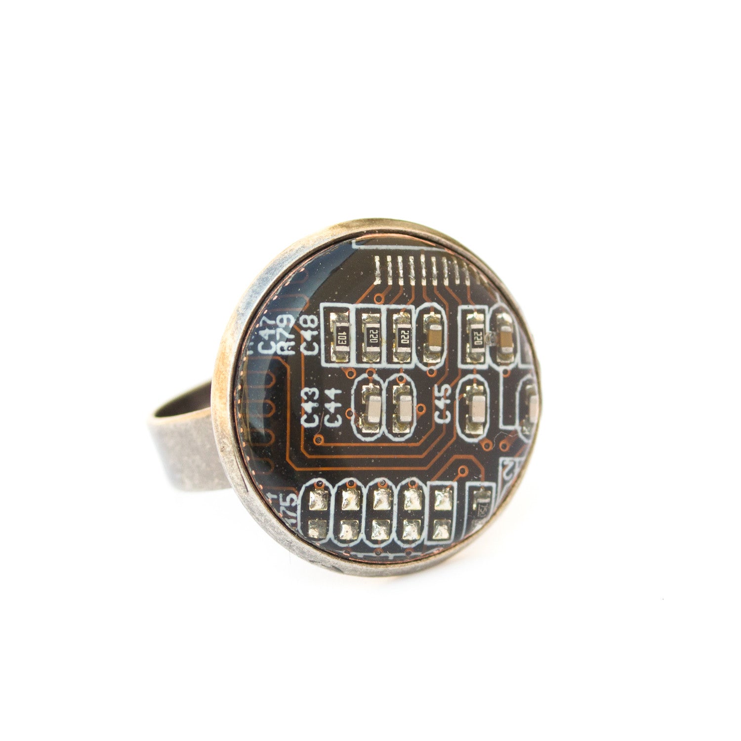 Geeky circuit board round ring - 18 mm
