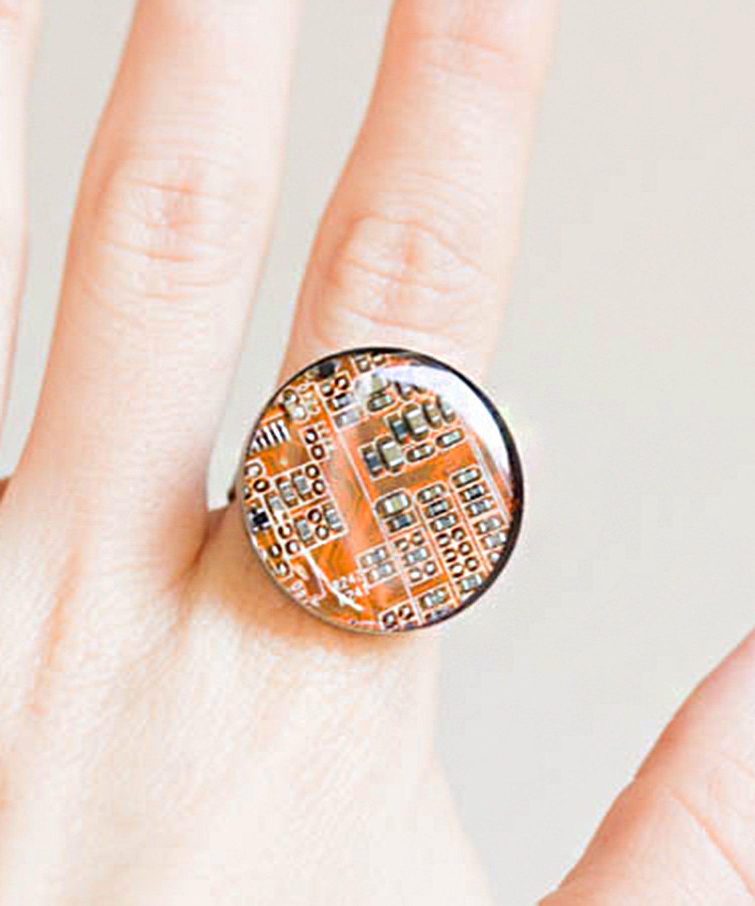 Big Round Circuit Board Ring - 22 mm