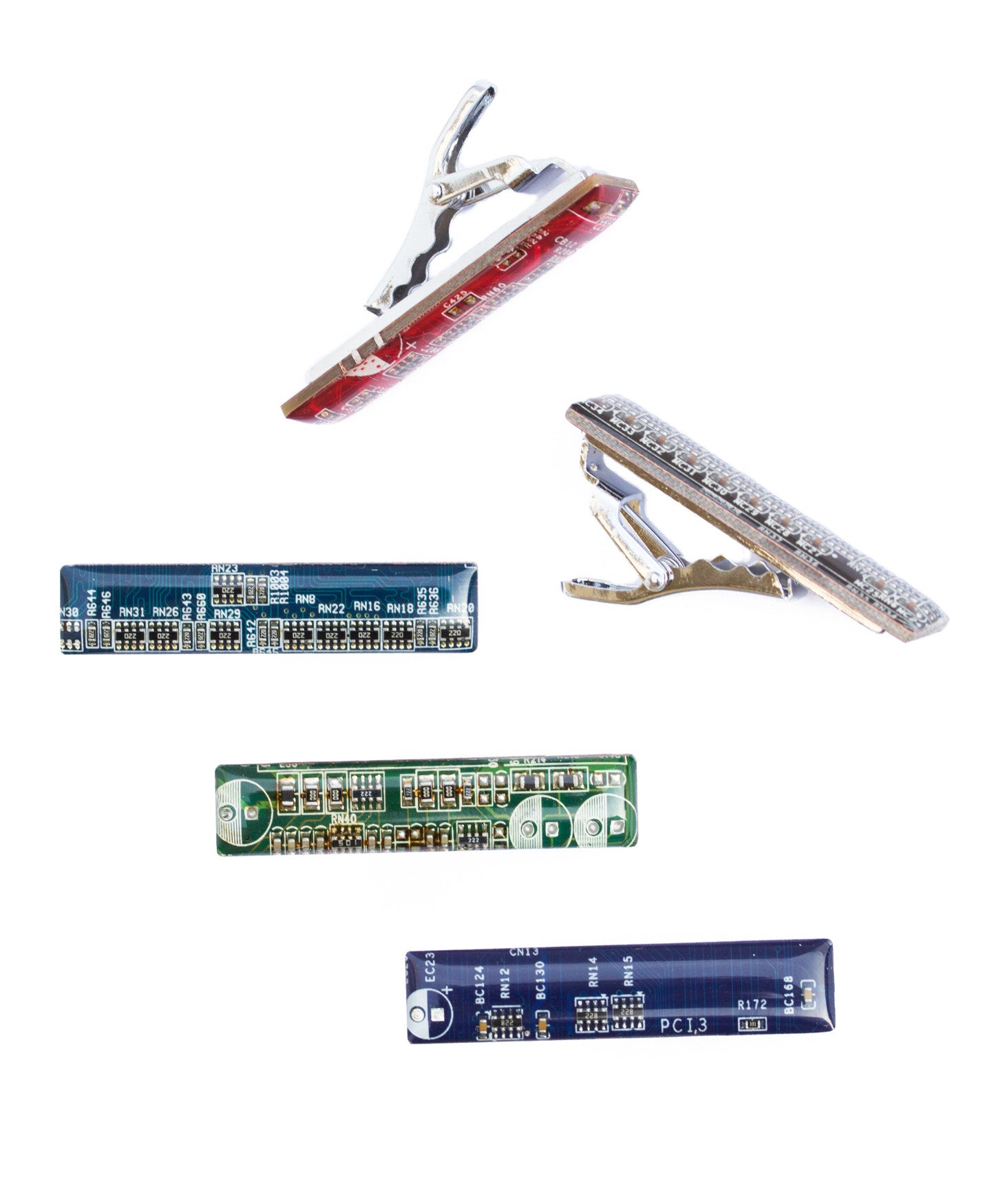 Short tie bar for a slim tie, made of circuit board