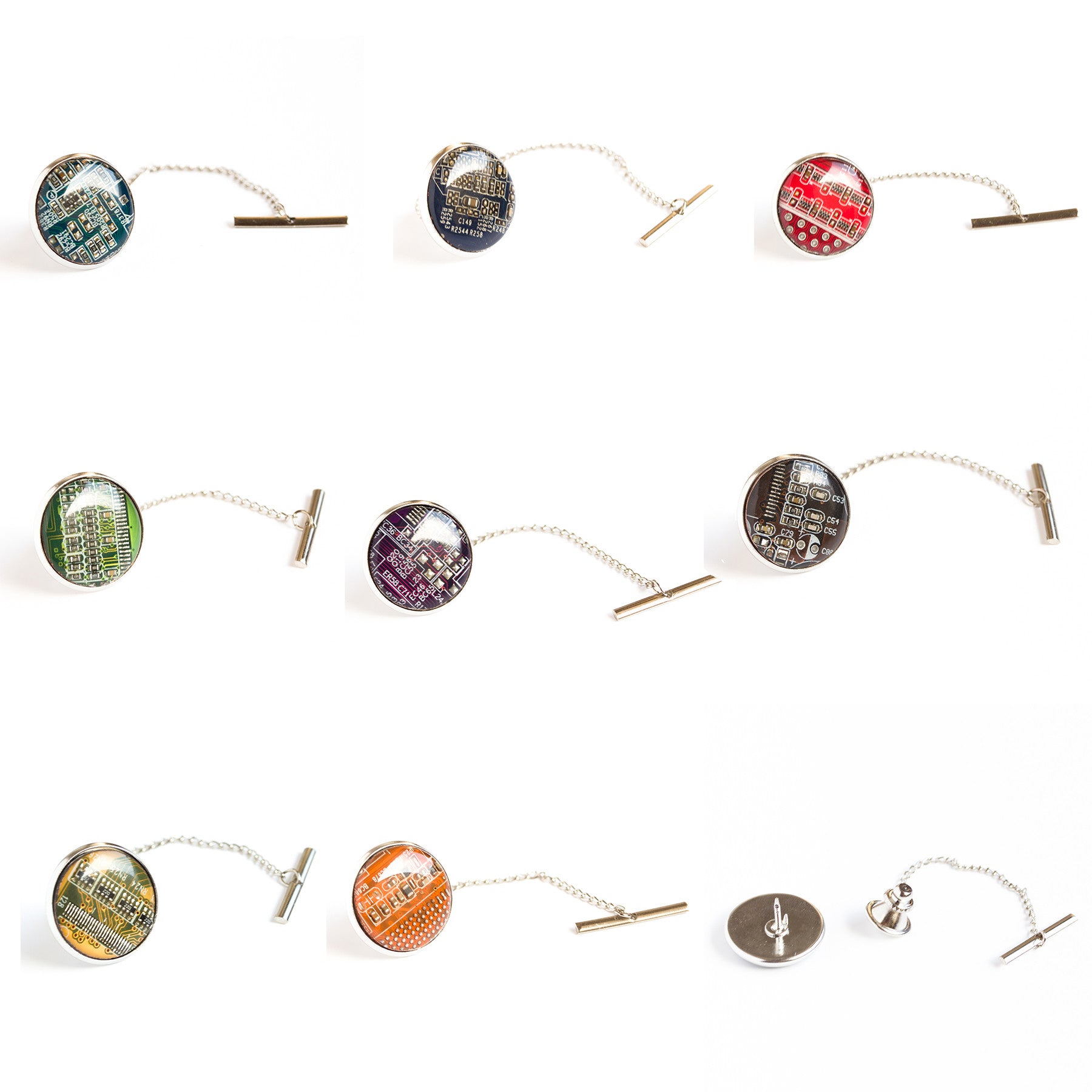 Circuit board tie pin with a chain