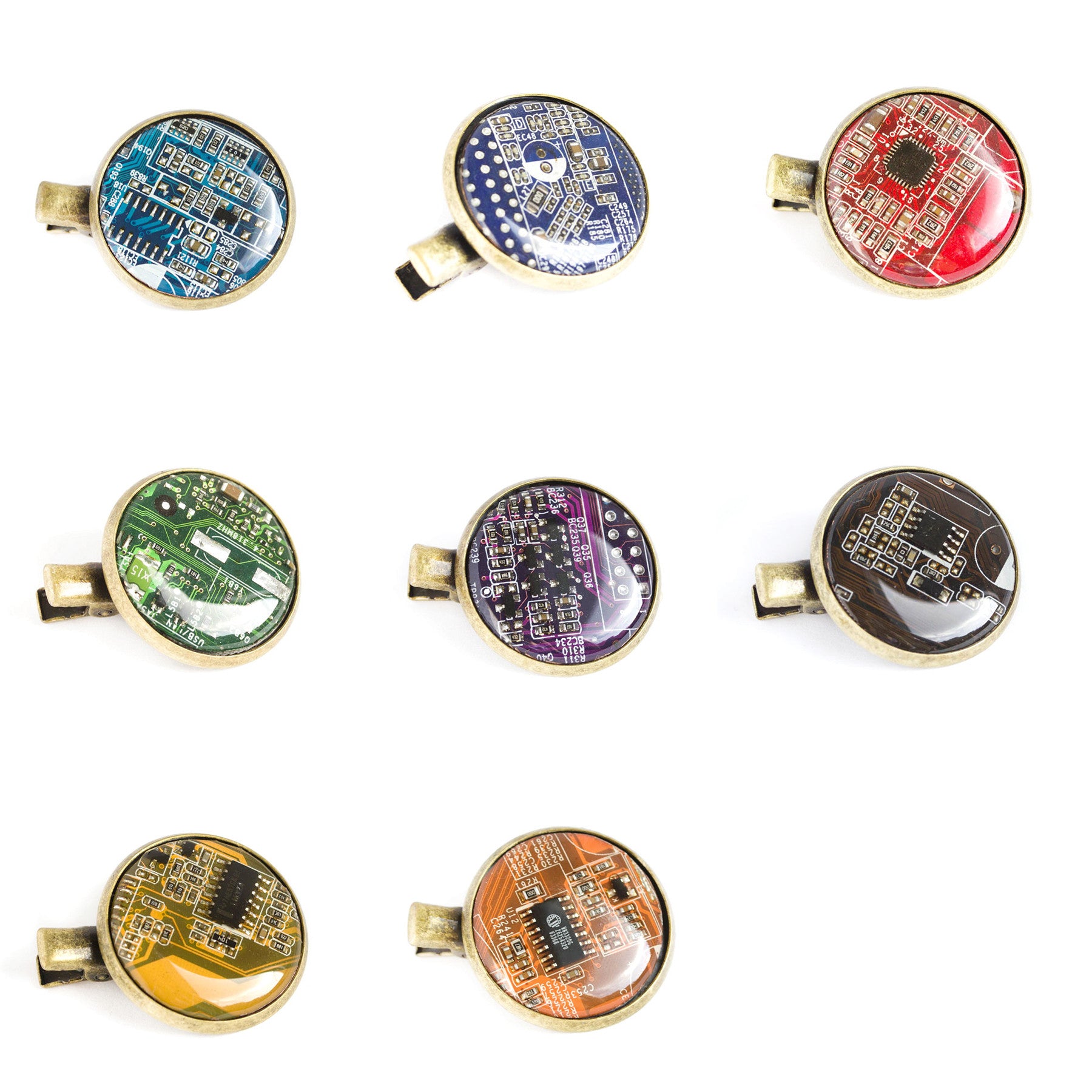 Geeky hair clip made of circuit board, 25mm