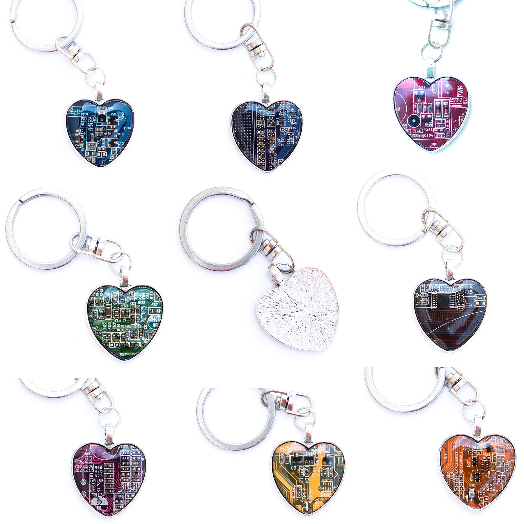 Circuit board keychain heart shaped