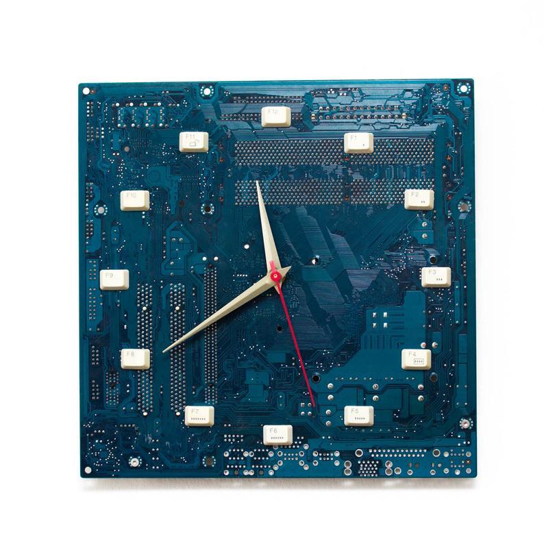 Wall Clock made of blue Circuit Board