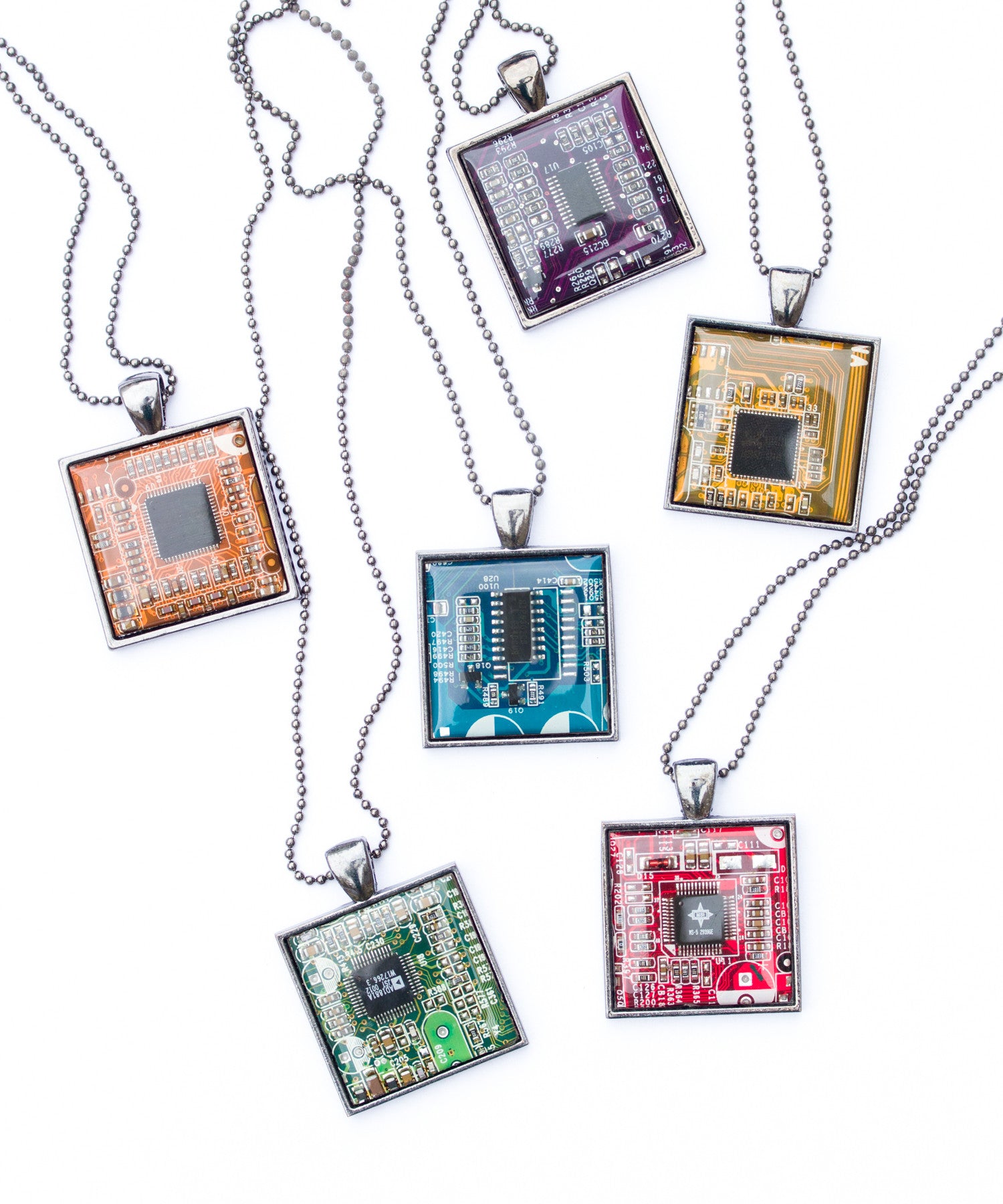 Square Circuit board Necklace