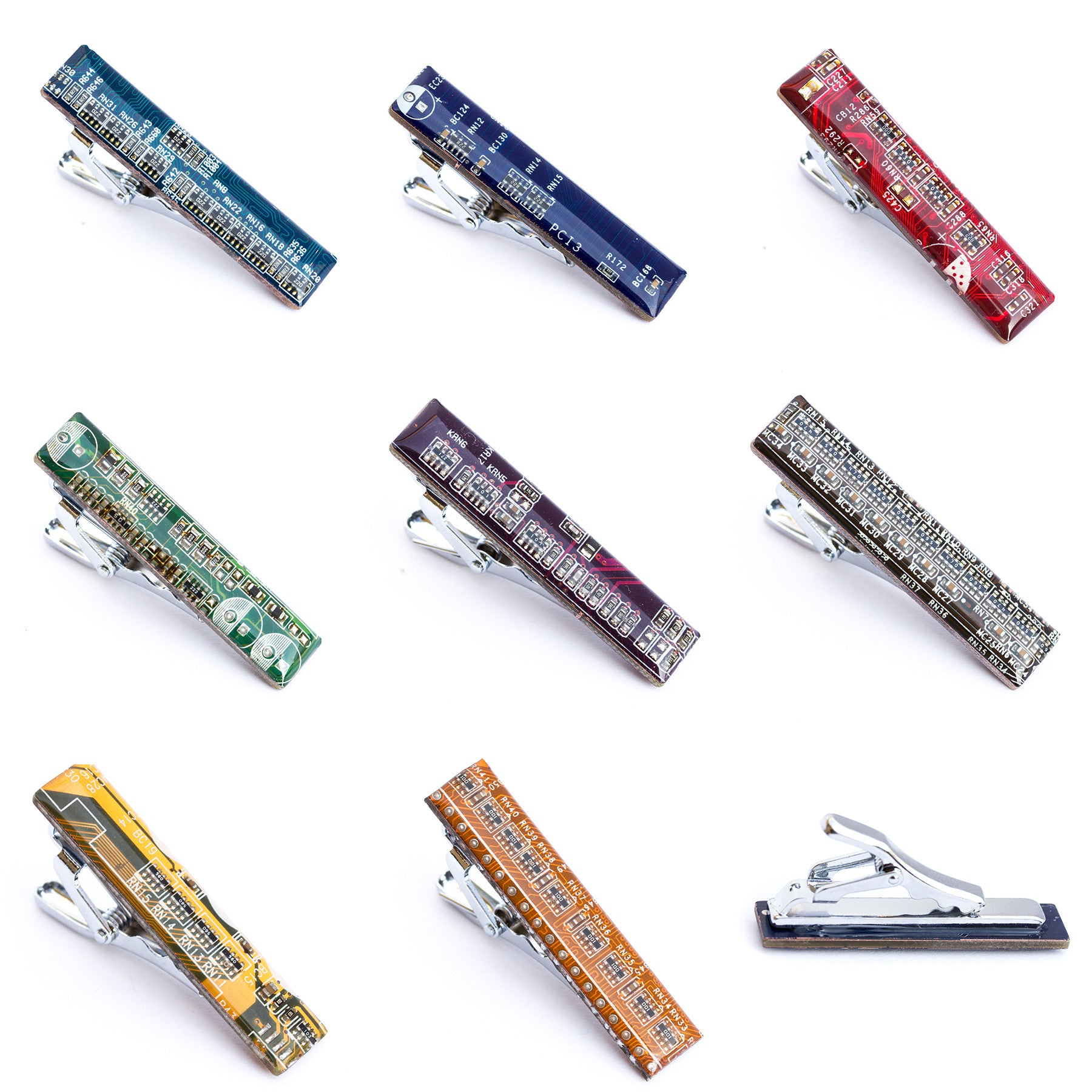 Short tie bar for a slim tie, made of circuit board